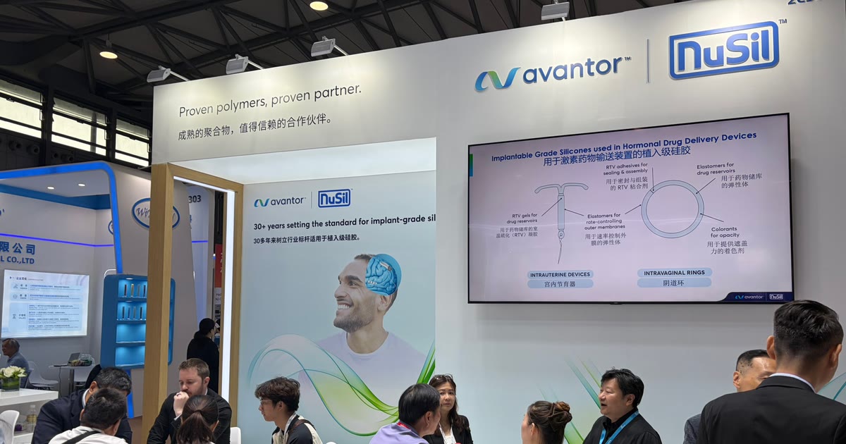 Visitors seated at the Avantor NuSil exhibit during Medtec China 2026